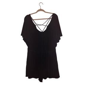 American Eagle Black Mineral Wash Romper Strappy Back Stretchy Size XS